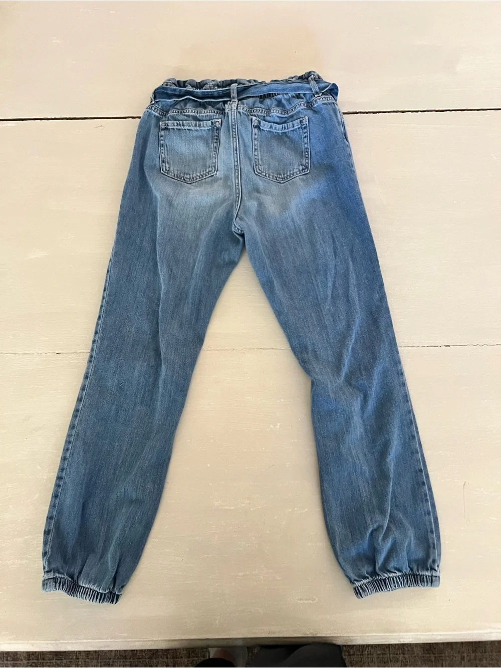 The Children’s Place Girls Paperbag Waist Denim Jogger Jeans Size 14 Tie waist
